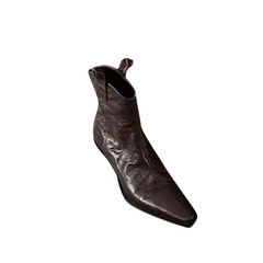 Leather Western Crow Ankle Boots