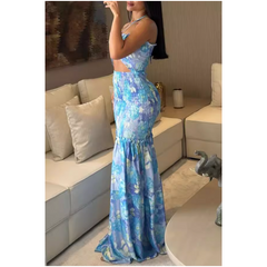 Cut Out Printed Maxi Dress