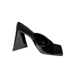 Block Heel Patent Leather Mules Sandals