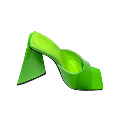 Block Heel Patent Leather Mules Sandals