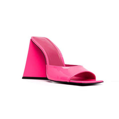 Block Heel Patent Leather Mules Sandals