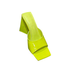 Block Heel Patent Leather Mules Sandals