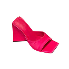 Block Heel Satin Mules Sandals