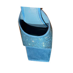 Diamante Block Heel Satin Mules Sandals