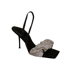 Diamante Mid Heel Sandals - 7cm