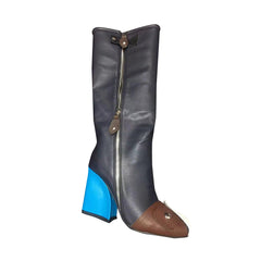 Zip Leather Knee High Boots