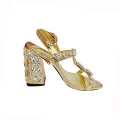 Diamante Block High Heel Sandals
