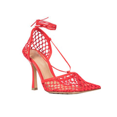 Lace Up Fishnet High Heel Sandals
