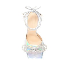 Diamante Bow Lace Up High Heel Sandals