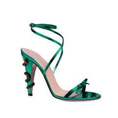 Snake Embellished Ankle Strap High Heel Sandals