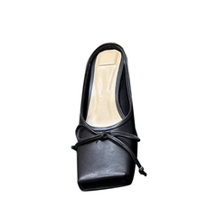 Bow Mid Heel Mules Pumps - 4.5cm