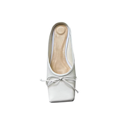 Bow Mid Heel Mules Pumps - 4.5cm