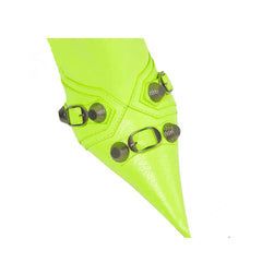 Studded And Buckled Leather Ankle Boots