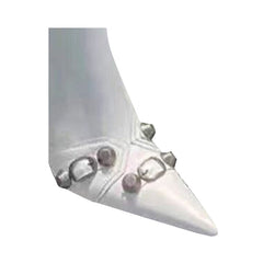 Studded And Buckled Leather Ankle Boots