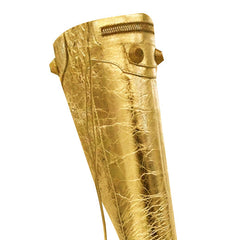 Studded And Buckled Leather Knee High Boots