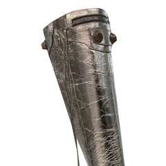 Studded And Buckled Leather Knee High Boots