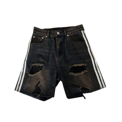 Striped Denim Shorts
