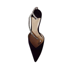 Ankle Diamante Satin High Heel Sandals - 10cm
