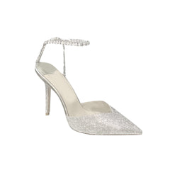 Ankle Diamante Glitter Mid Heel Sandals - 8cm