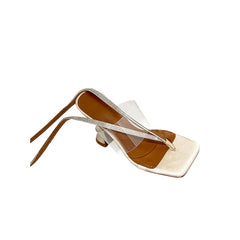 Diamante Lace Up Satin High Heel Flop Flip Naked S