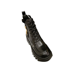 Lace Up Leather Platform Ankle Boots