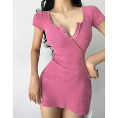 V Neck Mini Dress