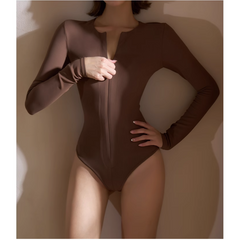 Yoga Pilates Front Zip Fitted Bodysuit Activewear