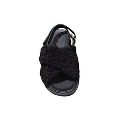 Cross Fur Flat Sandals