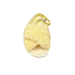 Cross Fur Flat Sandals