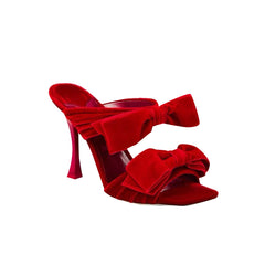 Bow High Heel Mules Sandals
