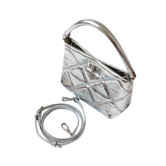 Metal Lock Quilted Cross Body Bag