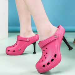 Cut Out Mid Heel Mules Sandals