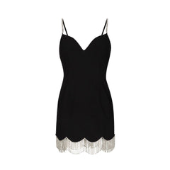Diamante Fringed Evening Dress Gown
