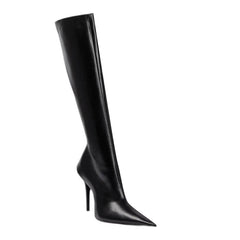 Leather High Heel Knee High Boots