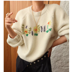 Flower Embroidery Knitwear Sweater