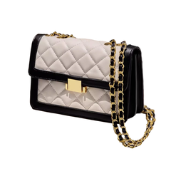Metal Lock Quilted Cross Body Bag