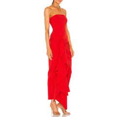 Ruffled Tube Evening Dress Gown