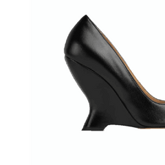 Leather Wedged Heel Pumps