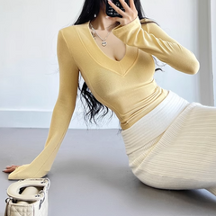 V Neck Knitwear Sweater