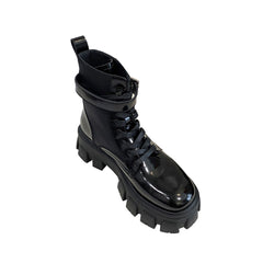 Lace Up Buckled Biker Ankle Boots