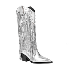 Sequinned Knee High Boots