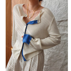 Bi-Color Knitwear Cardigan