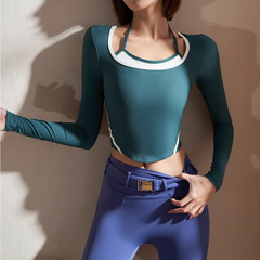Yoga Pilates Bi-Color Fitted Fitness Top