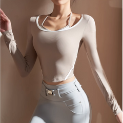 Yoga Pilates Bi-Color Fitted Fitness Top