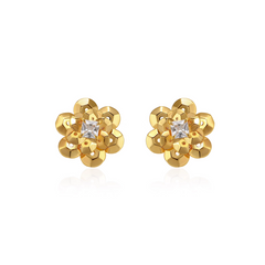 Diamante Flower Ear Studs - Pair