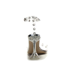 Diamante PVC High Heel Naked Sandals - 9cm
