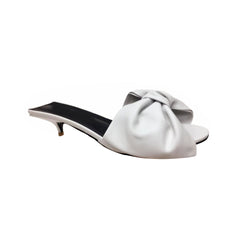 Bow Embellished Leather Mules Sandals