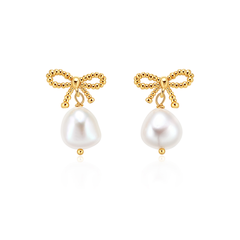 Bow And Pearl Earrings - Pair