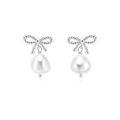 Bow And Pearl Earrings - Pair