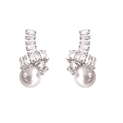 Diamante And Pearl Earrings - Pair
